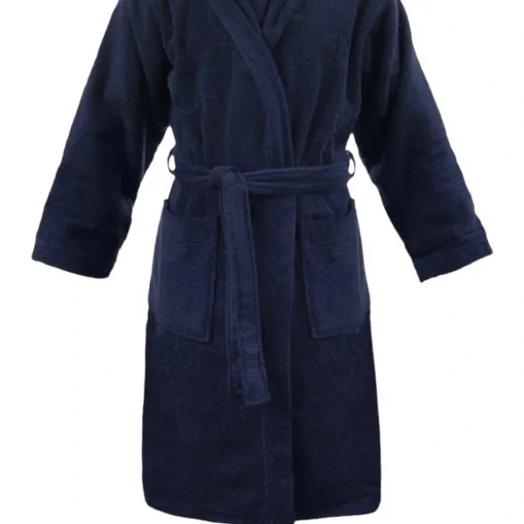 Tommy Hilfiger Unisex Sleepwear Heavy Terry One Size Robe Dark Blue 100% Cotton - Picture 5 of 16